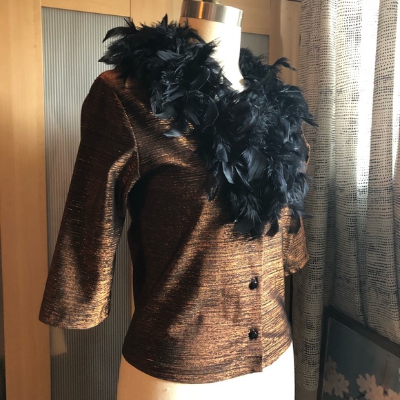 Retro Vintage 1999 Feathered Metalic bttn down Top - Picture 2 of 8